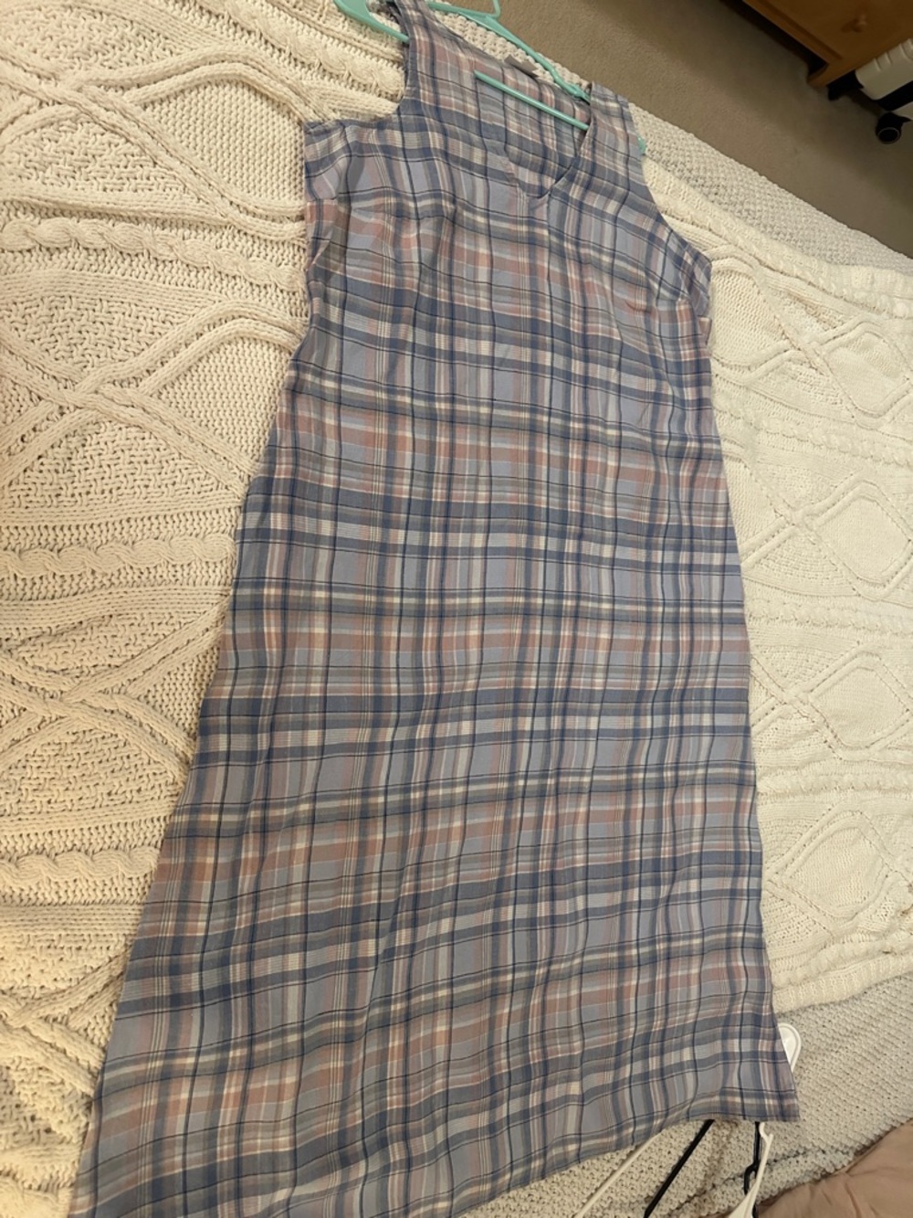 J. Jill Blue and Tan Plaid Maxi Dress